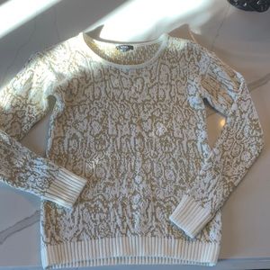 Womens metallic gold and white sweater